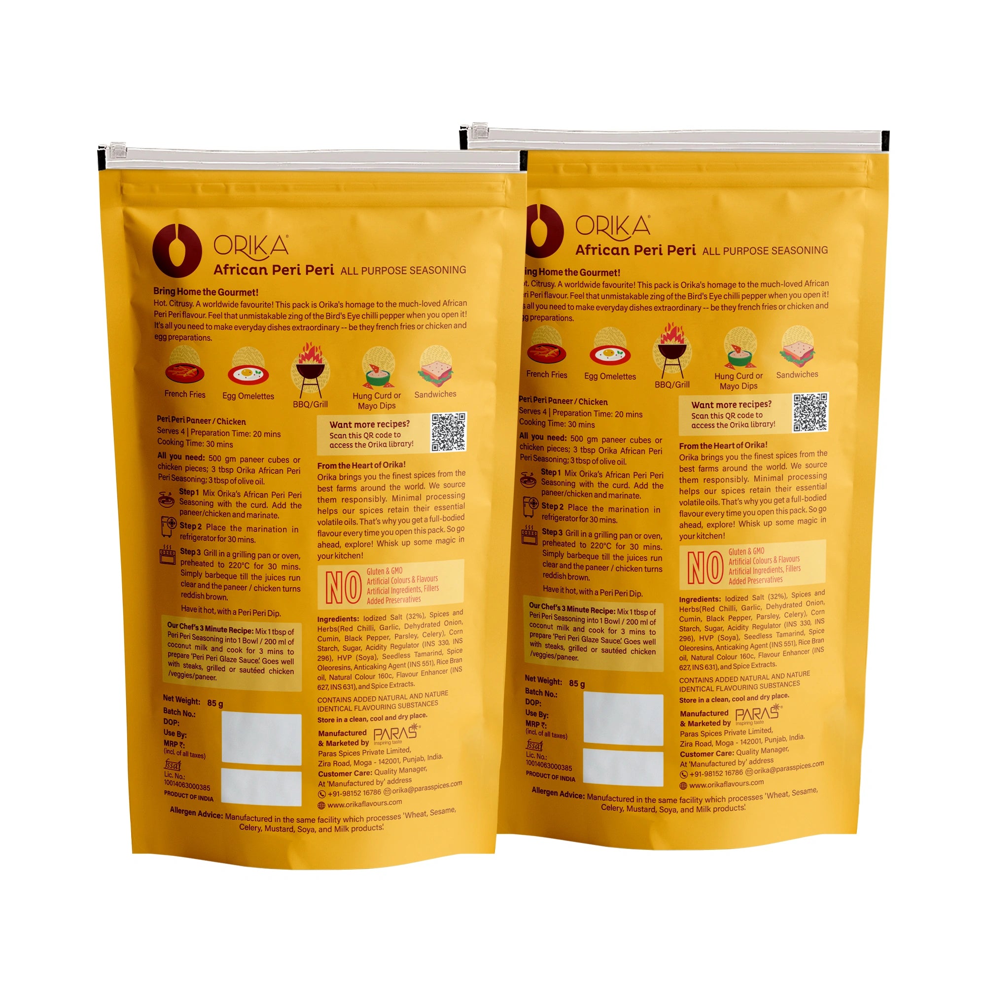 Orika African Peri Peri All Purpose Seasoning, Pack of 2, 85g each